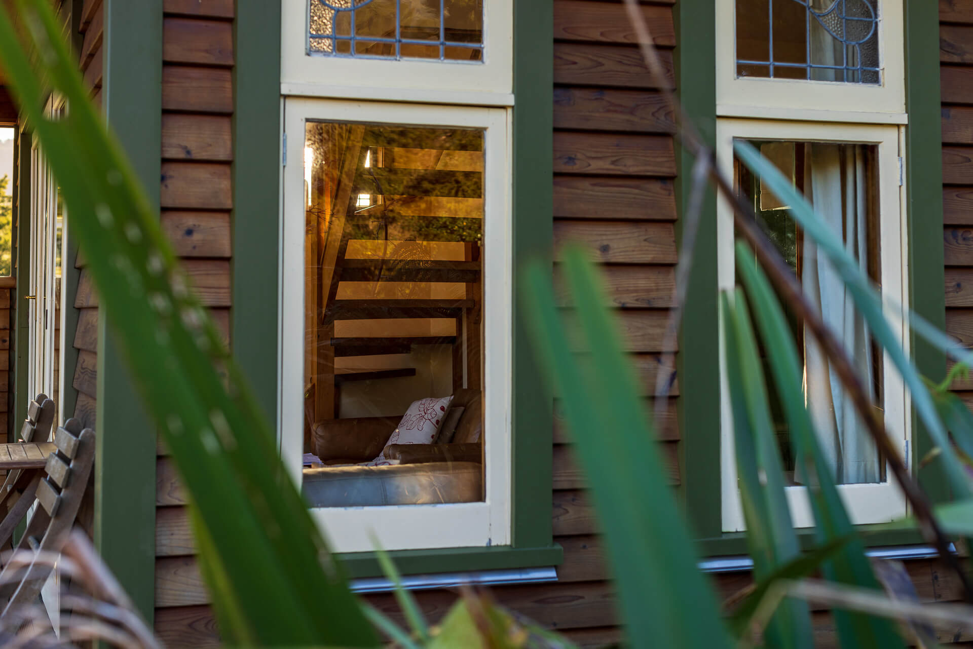 View through window into chalet